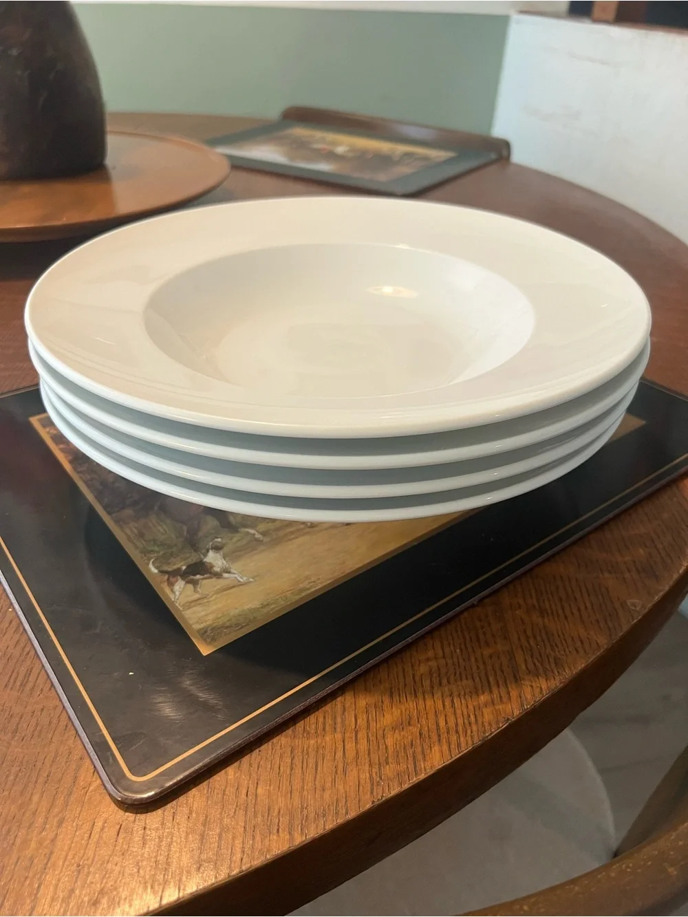 Set of 4 Crate & Barrel Porcelain Pasta Bowls – Classic White